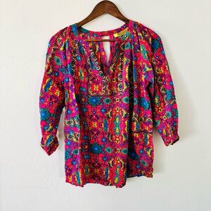 Persaman New York Vibrant Boho Print Tunic Blouse | Size M Rayon